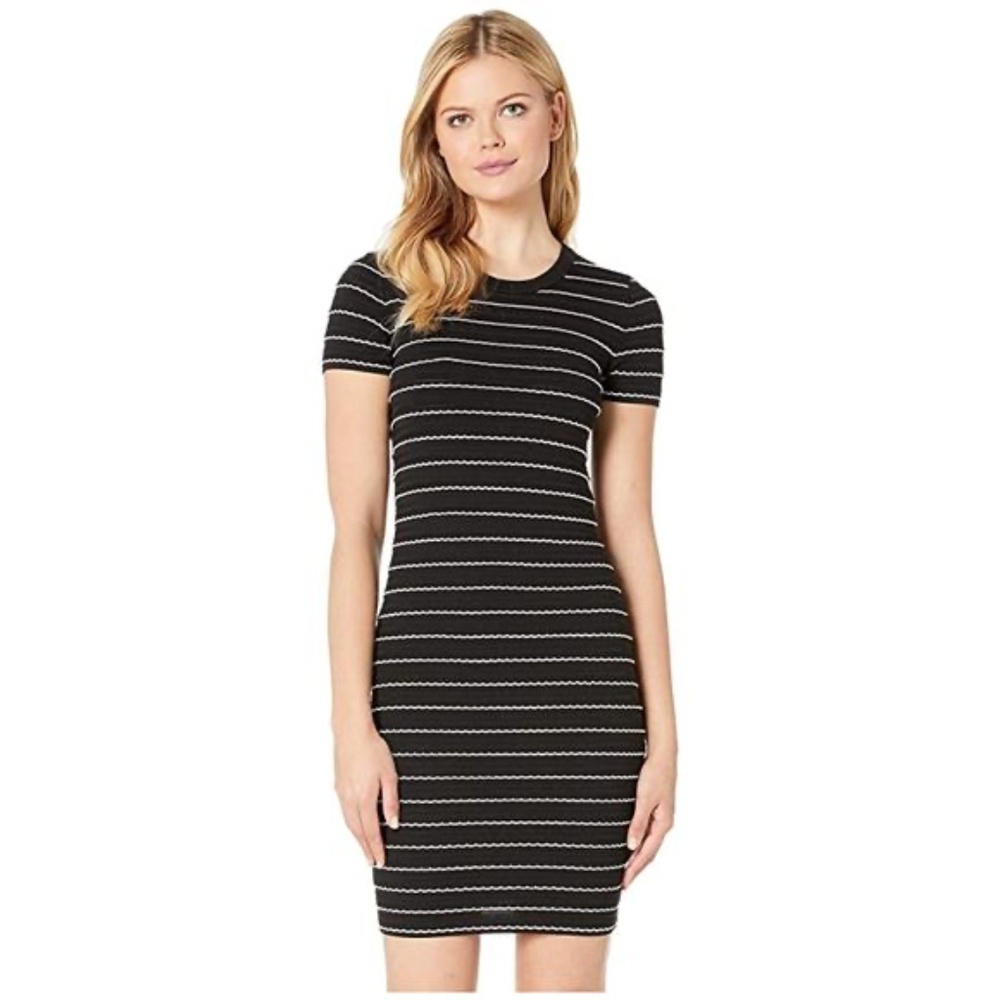 MICHAEL Michael Kors Ruffled Stripe Stretch-Viscose Dress